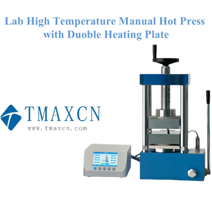 Prensa en caliente manual de alta temperatura de laboratorio con placa calefactora doble